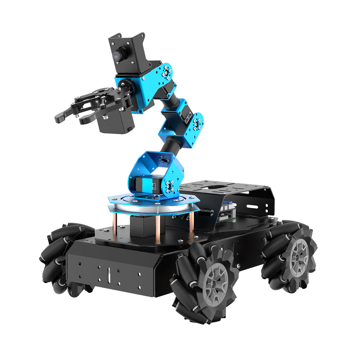 Raspberry Pi 5 ROS 6DOF AI Vision Robotic Arm with 4WD Mecanum Wheel Chassis Raspberry Pi 5 ROS 6DOF AI Vision Robotic Arm with 4WD Mecanum Wheel Chassis